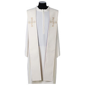 White and purple stole with modern cross