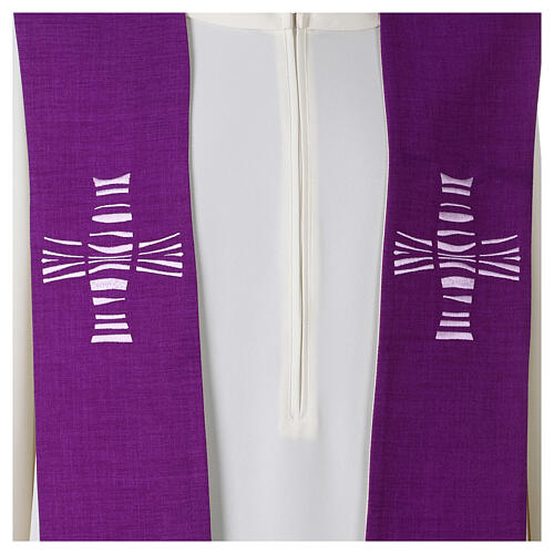 Étole croix moderne violet blanc 4