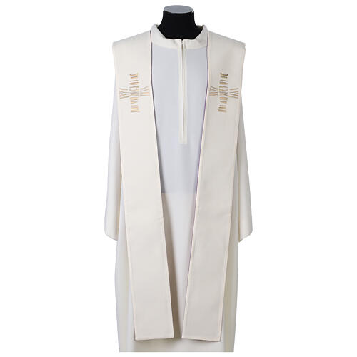 Stole in white purple with modern cross 2