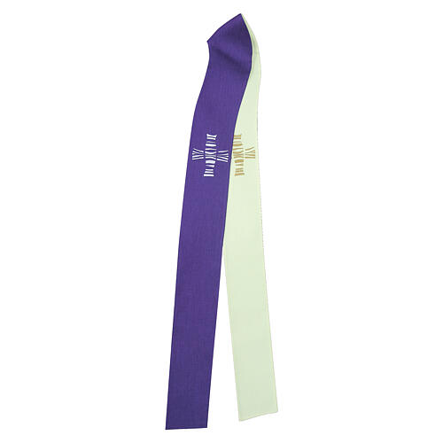 Stole in white purple with modern cross 3