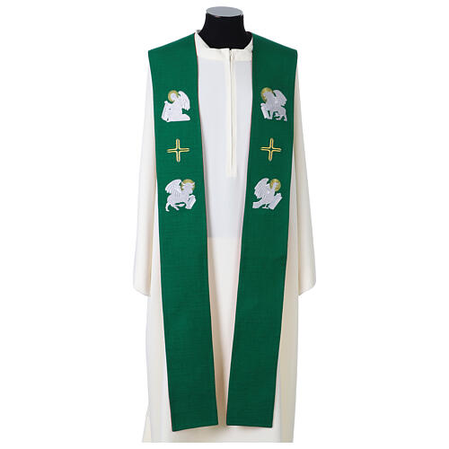 Estola símbolos evangelistas verde e vermelha 1
