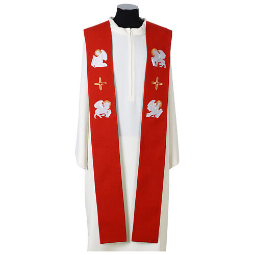 Estola símbolos evangelistas verde e vermelha 2