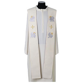 White and purple stole with Evangelists' symbols