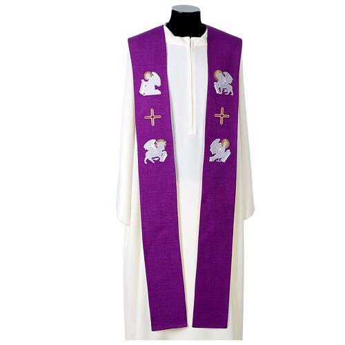 Stole white purple with Evangelist symbols 1