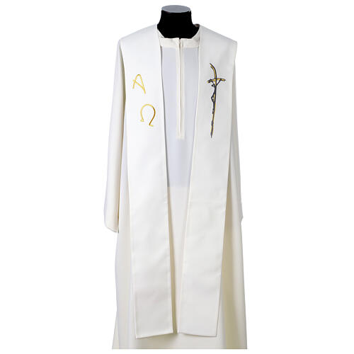 Stole with crucified Christ, Alpha and Omega 1