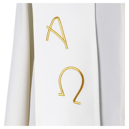 Stole with crucified Christ, Alpha and Omega 3