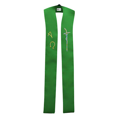 Stole with crucified Christ, Alpha and Omega 5