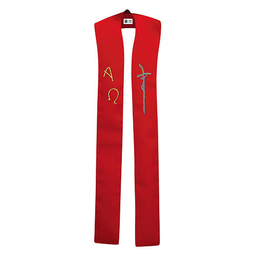 Stole with crucified Christ, Alpha and Omega 6