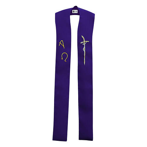 Stole with crucified Christ, Alpha and Omega 7