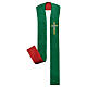 Green and red stole with cross and wheat ear design s3