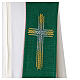 Green and red stole with cross and wheat ear design s4