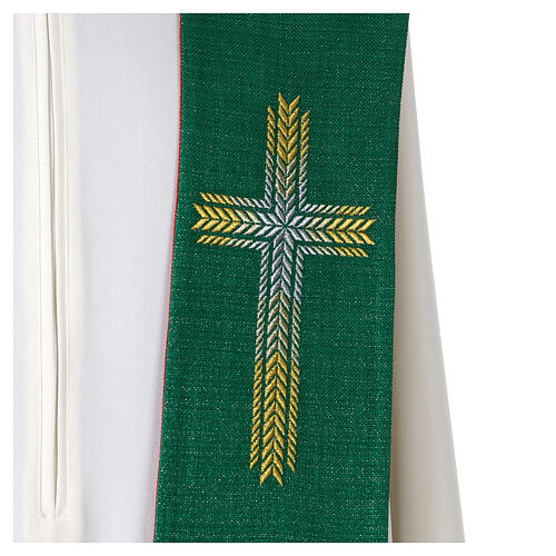 Stola verde rossa croce grano 4