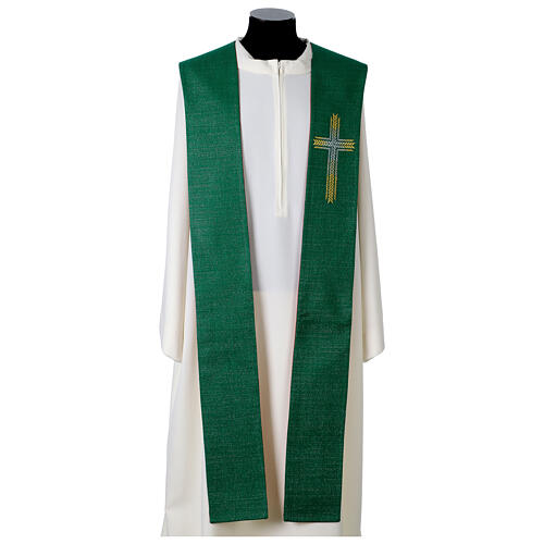 Stole in green red with wheat cross 1