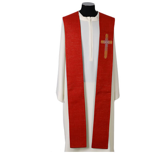 Stole in green red with wheat cross 2
