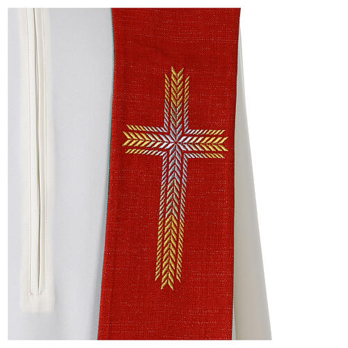 Stole in green red with wheat cross 5