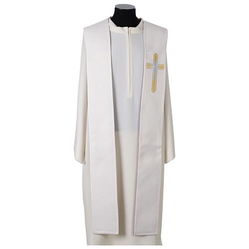 Stole in white purple with wheat cross 2