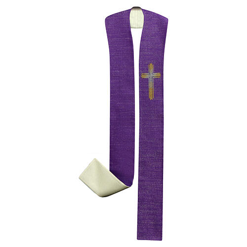 Stole in white purple with wheat cross 3