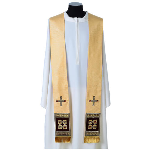 Gold stole with crystals and velvet  1