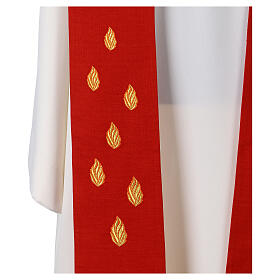 Red stole with symbols of the Holy Spirit