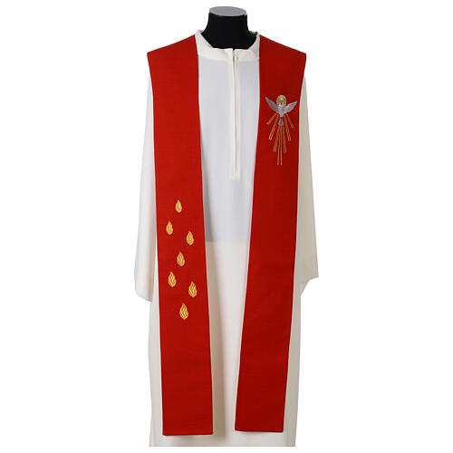 Red stole with symbols of the Holy Spirit 1