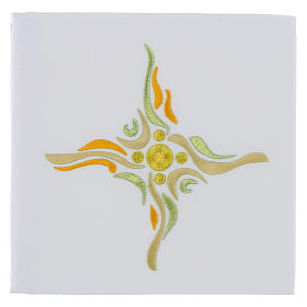 Embroidered altar linens with cross-shaped wavy pattern