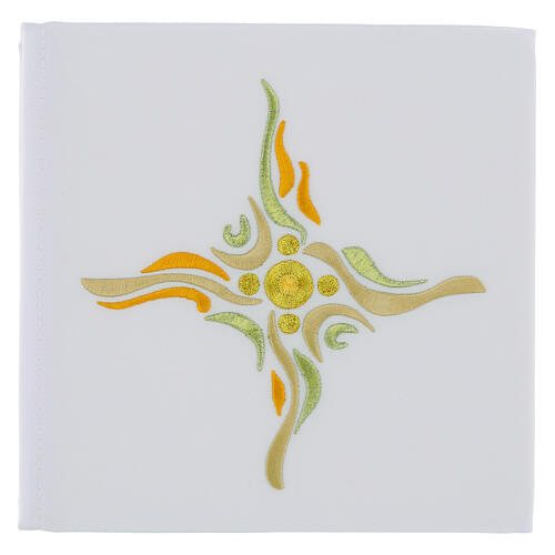 Embroidered altar linens with cross-shaped wavy pattern 1