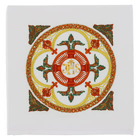 Kelchwäsche-Set, Christusmonogramm JHS mit Kreuzen und vegetativen Ornamenten – 4-teilig, Polyester