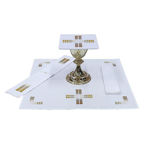 Altar linens with cross of modern geometric patterns 2