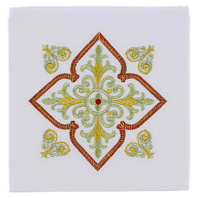 Kelchwäsche-Set, Kreuzmotiv mit Ornament- und Blumenstickerei – 4-teilig, Polyester