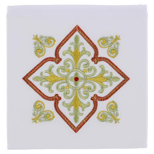 Mass altar linen set with swirl crosses and floral motifs 1