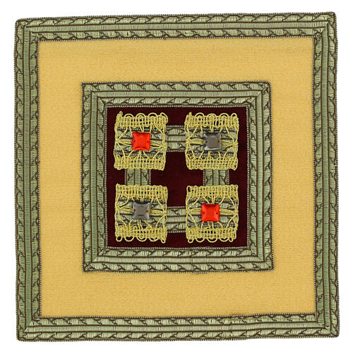 Palla, goldfarbene Borten mit Kristallen – 18 × 18 cm 1