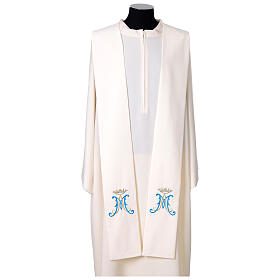 Ivory machine-embroidered Marian stole
