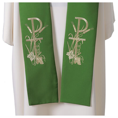 Stuła liturgiczna z haftem maszynowym złotą nicią - PAX winogrona i kłosy 2