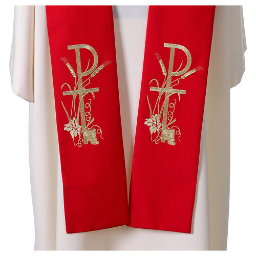 Stole Machine Embroidered with Gold Thread PAX Grape and Wheat 4