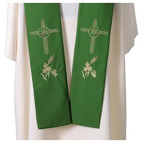 Stole with golden embroidery of IHS cross with grapes and wheat