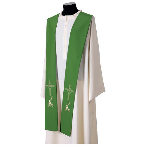 Étole broderie dorée croix IHS avec raisin et blé 3