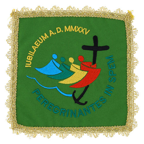 Jubilee 2025 embroidered chalice veil, pall in 4 liturgical colours 2