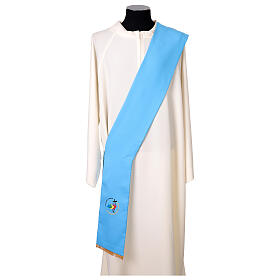 Étole diaconale en polyester bleu logo Jubilé 2025 brodé