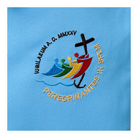 Étole diaconale en polyester bleu logo Jubilé 2025 brodé