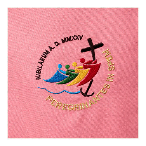 Estola diaconal rosa de poliéster Logo Jubileo 2025 bordado 2