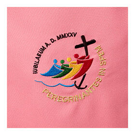 Étole diaconale rose en polyester logo Jubilé 2025 brodé