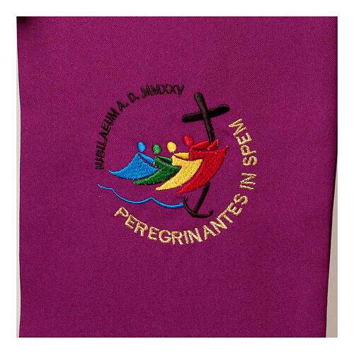 Estola diaconal poliéster morado logo Jubileo 2025 bordado 2
