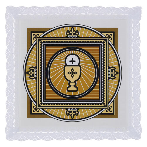 Palla, Druckmotiv Kelch mit Hostie – 17 × 17 cm, 50 % Leinen, 50 % Baumwolle 4