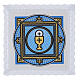 Palle lin et coton, impression bleue calice avec hostie s1