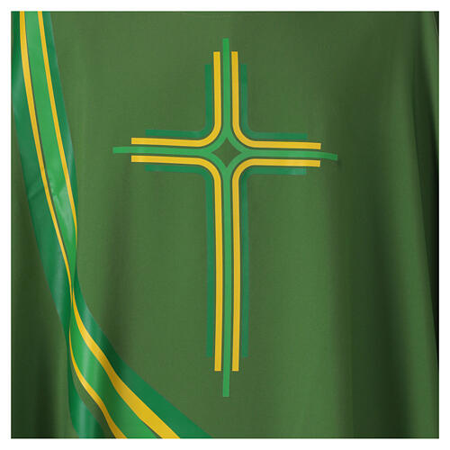 Polyester microfibre chasuble, modern cross and wave print 3