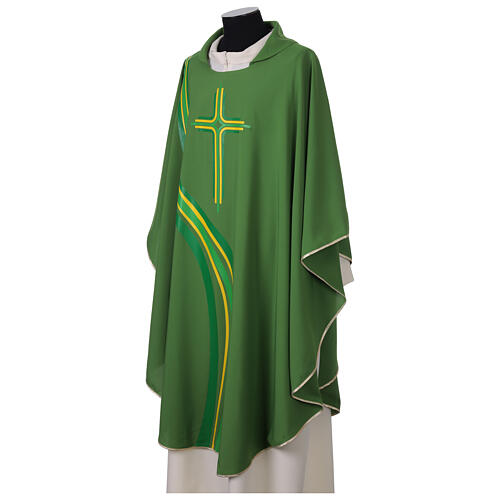 Polyester microfibre chasuble, modern cross and wave print 5