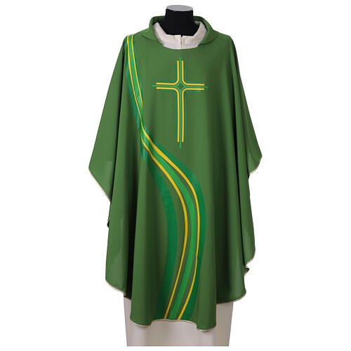 Chasuble en polyester microfibre croix style moderne impression vague 2
