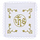 Servizio da altare completo in 100% lino con ricamo monogramma JHS in oro s1