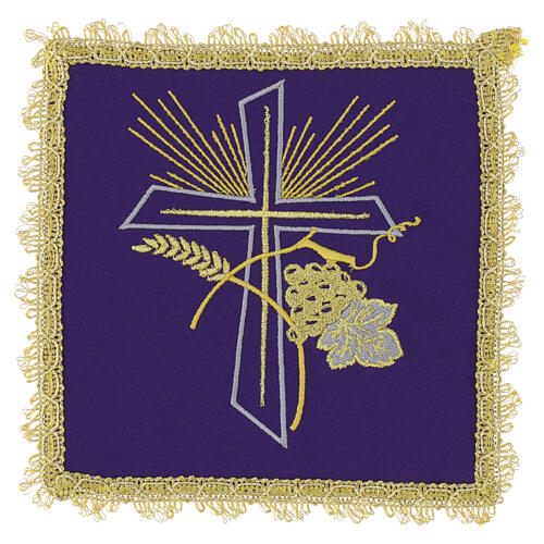 Liturgical Pall (Chalice Cover) with Embroidered Cross, Grapes and Wheat 6