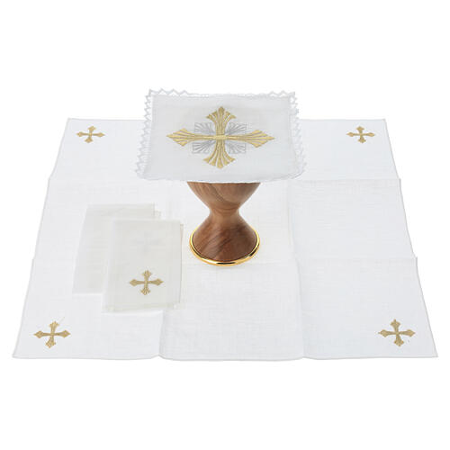 Complete mass linen set 100% linen with golden cross 3